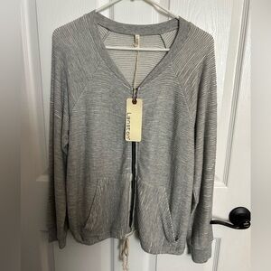 Lanston for Revolve Clothing Gray zip up Top Large NWT